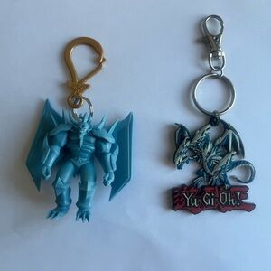 •90s Yu-Gi-Oh! Obelisk The Tormentor & Ultimate Blue Eyes White Dragon Keychain•